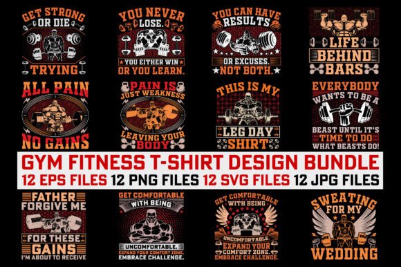 Gym Fitness T-Shirt Design Bundle Strong: Elevate Your Brand