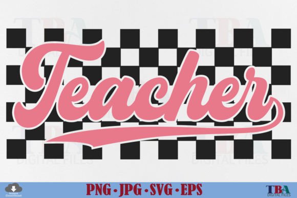 Teacher Checkered SVG: Retro PNG Design for Modern Projects