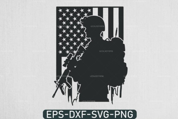 US Soldier with American Flag Svg Design for Creators